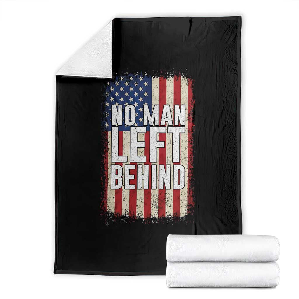 No Man Left Behind Patriotic Throw Blanket Distressed American Flag TS02 Black Print Your Wear