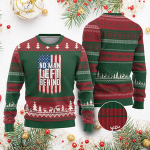No Man Left Behind Patriotic Ugly Christmas Sweater Distressed American Flag TS02 Red Green Print Your Wear