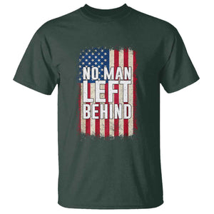No Man Left Behind Patriotic T Shirt Distressed American Flag TS02 Dark Forest Green Print Your Wear