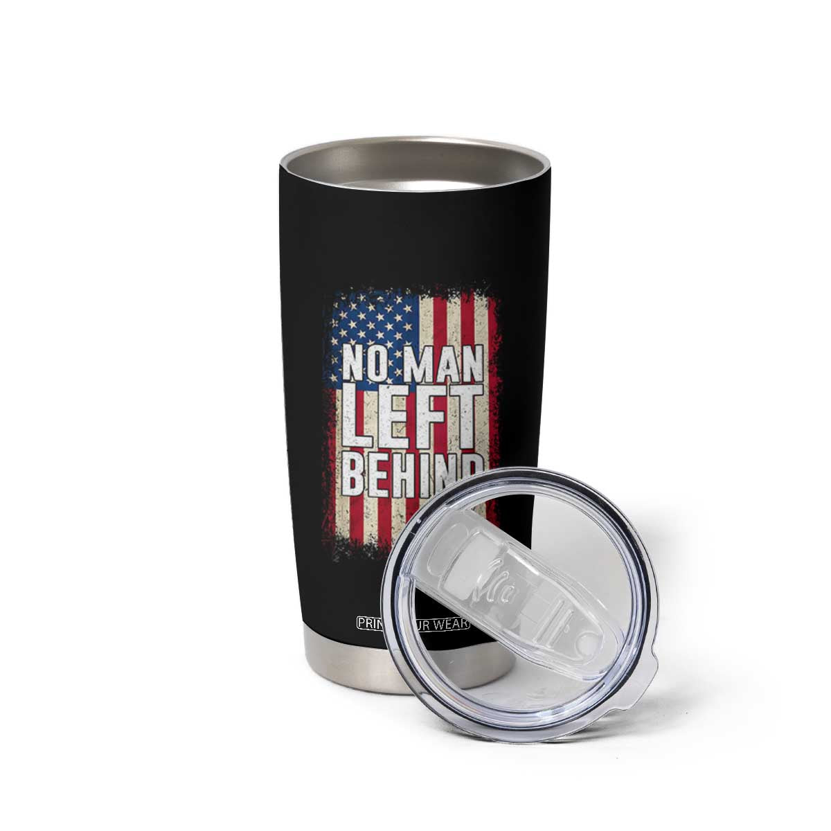 No Man Left Behind Patriotic Tumbler Cup Distressed American Flag TS02 Print Your Wear