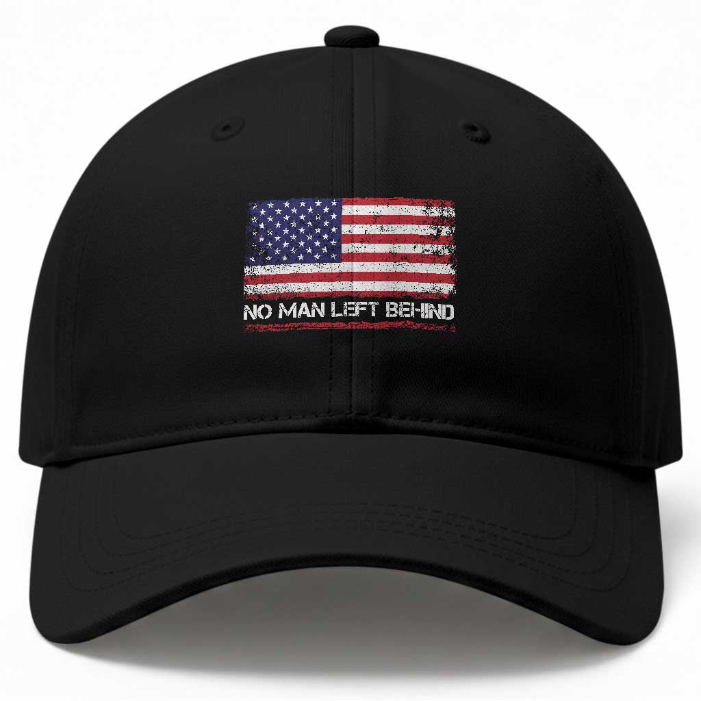No Man Left Behind Distressed USA Flag Baseball Cap Patriotic US Military Brotherhood TS02 Print Your Wear