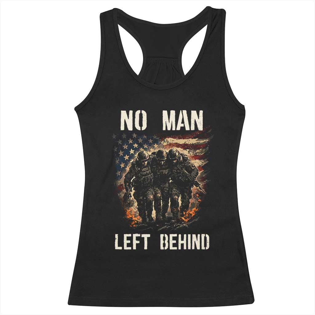 No Man Left Behind Soldiers Brotherhood Racerback Tank Top American Flag US Military TS02 Black Print Your Wear