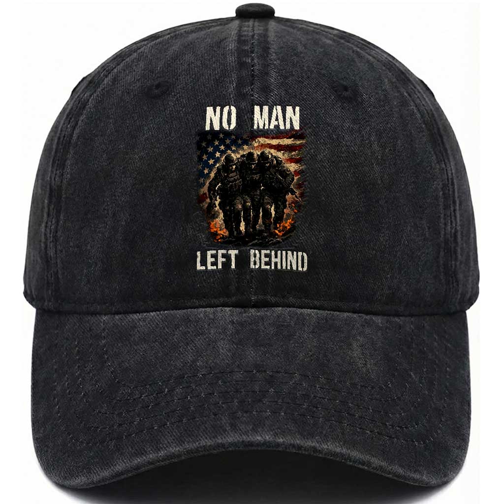 No Man Left Behind Soldiers Brotherhood Washed Cotton Baseball Cap American Flag US Military TS02 Print Your Wear