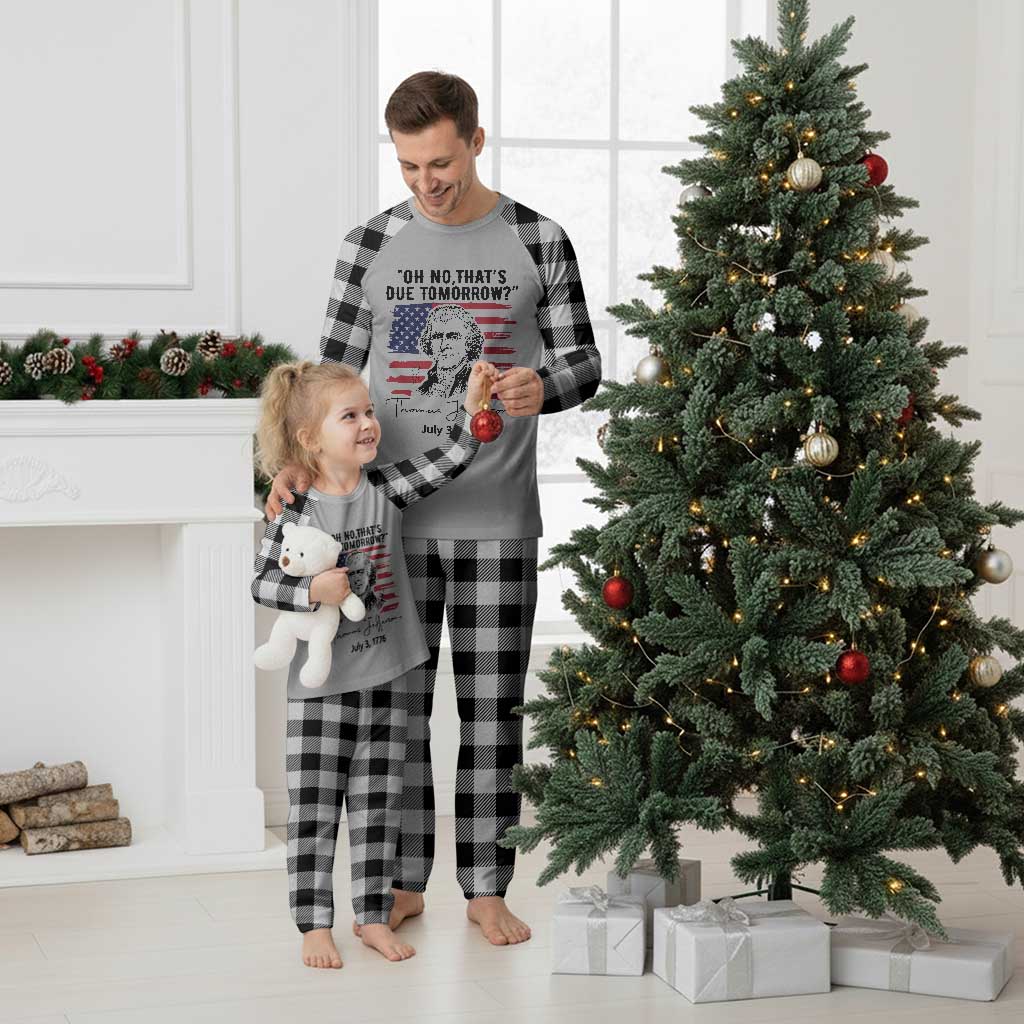 Thomas Jefferson July 3 1776 Historical Meme Plaid Pajama Set Oh No That is Due Tomorrow TS02 White Plaid Print Your Wear