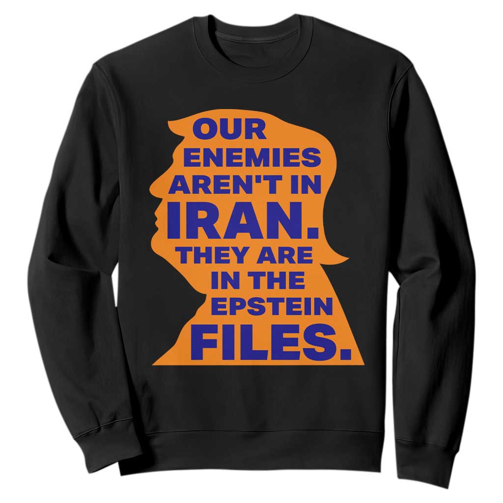Our Enemies Aren't In Iran Sweatshirt Epstein Files Silhouette Political Satire TS02 Black Print Your Wear
