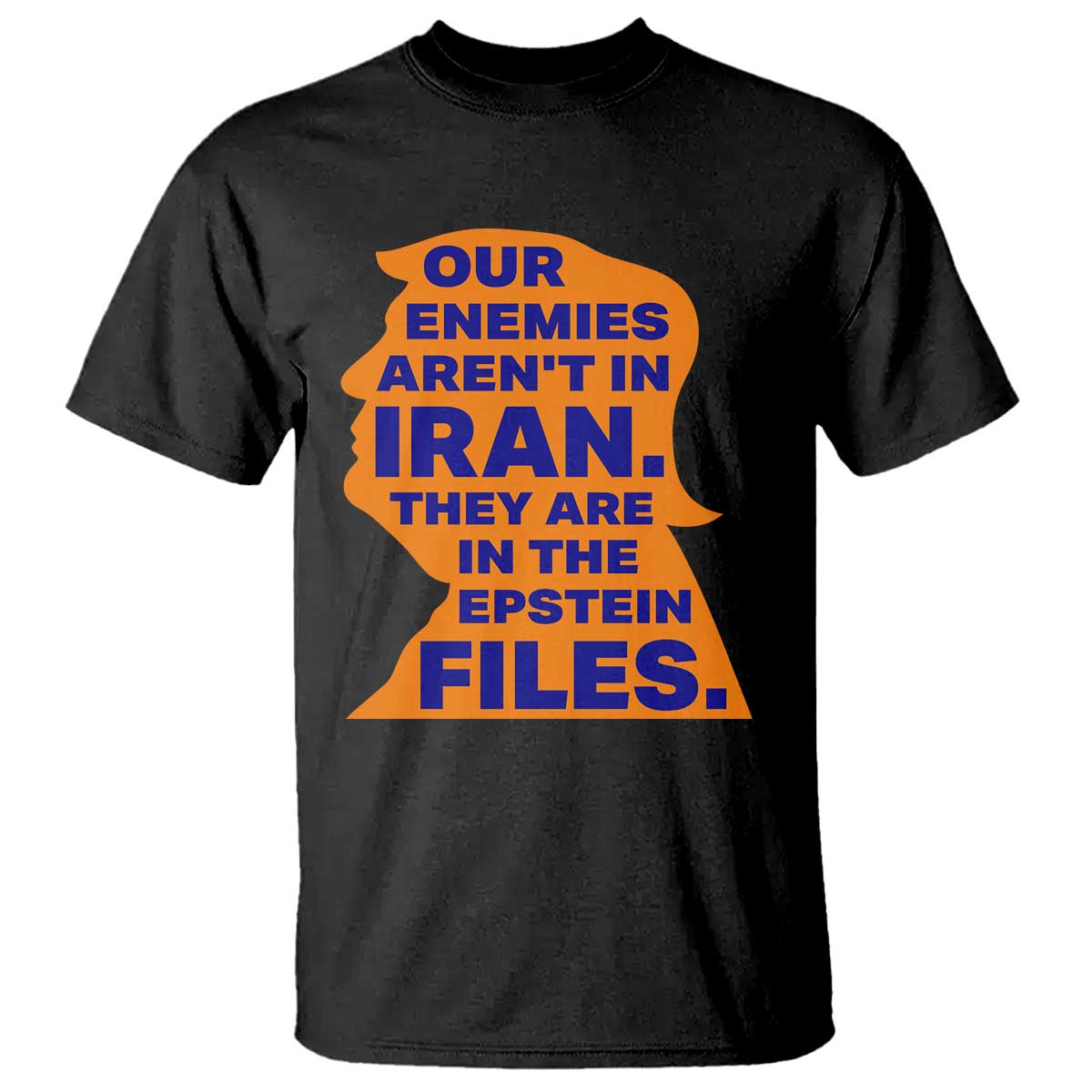 Our Enemies Aren't In Iran T Shirt Epstein Files Silhouette Political Satire TS02 Black Print Your Wear