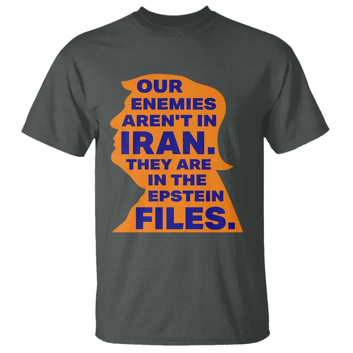 Our Enemies Aren't In Iran T Shirt Epstein Files Silhouette Political Satire TS02 Dark Heather Print Your Wear