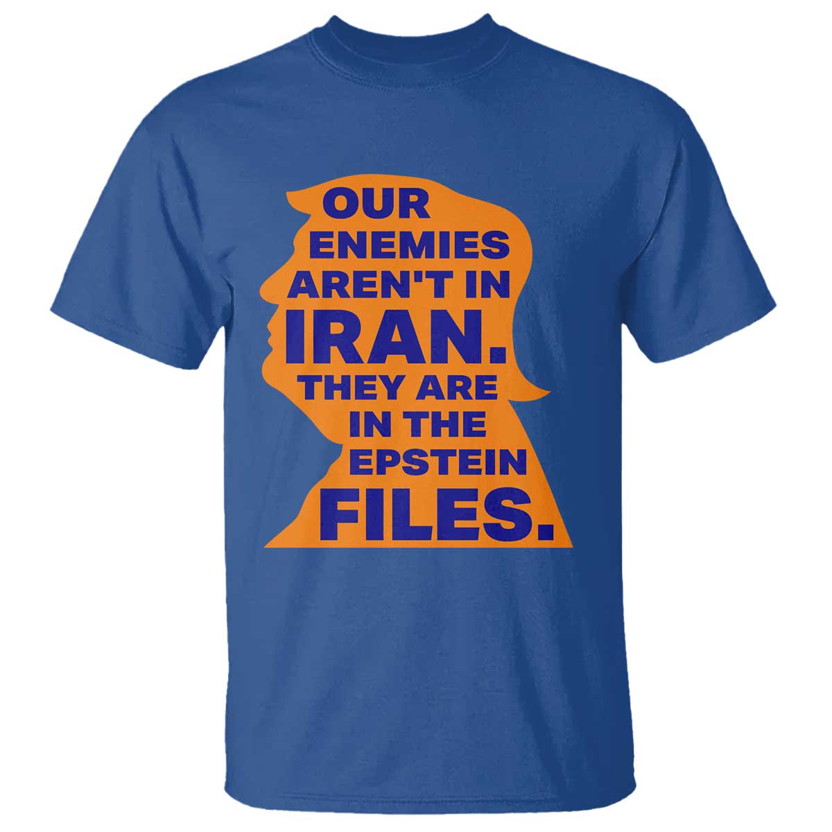 Our Enemies Aren't In Iran T Shirt Epstein Files Silhouette Political Satire TS02 Royal Blue Print Your Wear