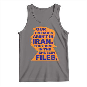 Our Enemies Aren't In Iran Tank Top Epstein Files Silhouette Political Satire TS02 Deep Heather Print Your Wear
