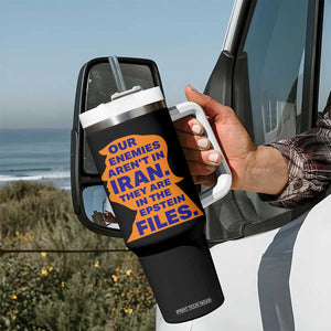 Our Enemies Aren't In Iran Tumbler With Handle Epstein Files Silhouette Political Satire TS02 Print Your Wear