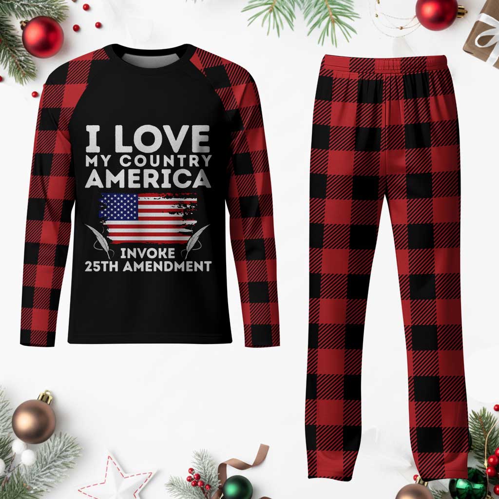 I Love My Country Invoke 25th Amendment Plaid Pajama Set Distressed Flag Patriotic Political Satire TS02 Buffalo Plaid Print Your Wear