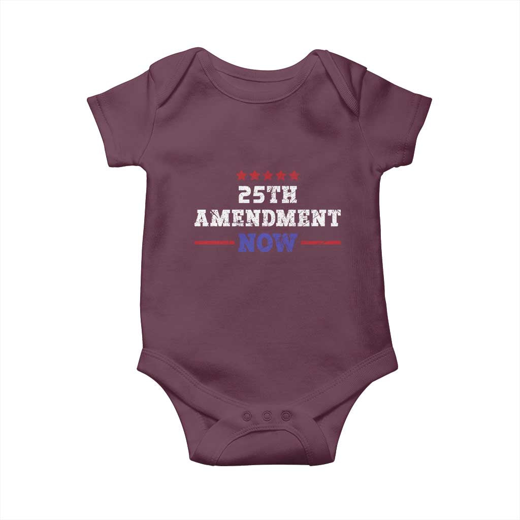 25th Amendment Now Patriotic Baby Onesie Red White and Blue Political Satire TS02 Maroon Print Your Wear