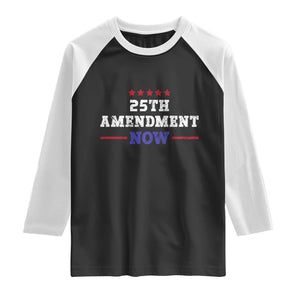 25th Amendment Now Patriotic Raglan Shirt Red White and Blue Political Satire TS02 Black White Print Your Wear