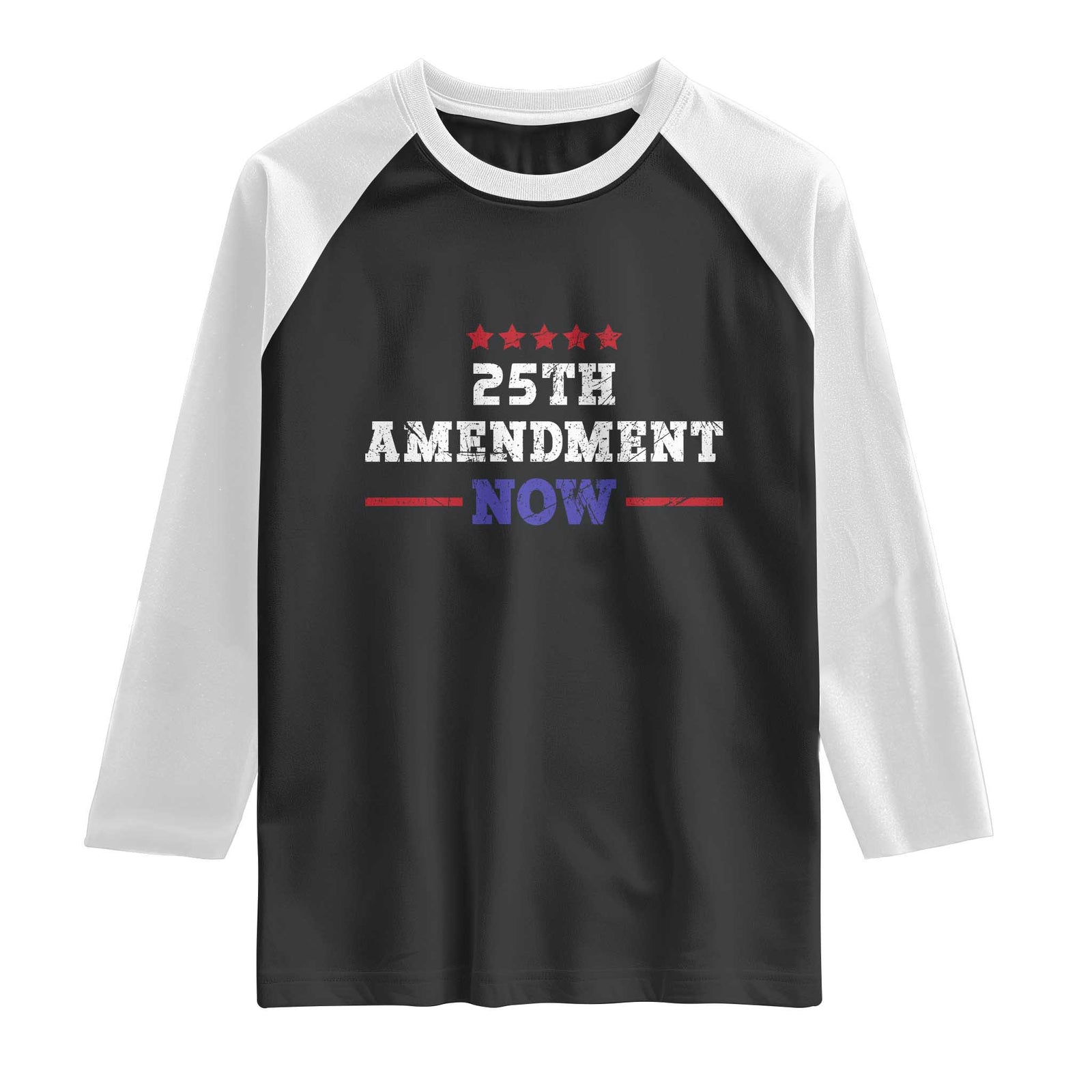 25th Amendment Now Patriotic Raglan Shirt Red White and Blue Political Satire TS02 Black White Print Your Wear