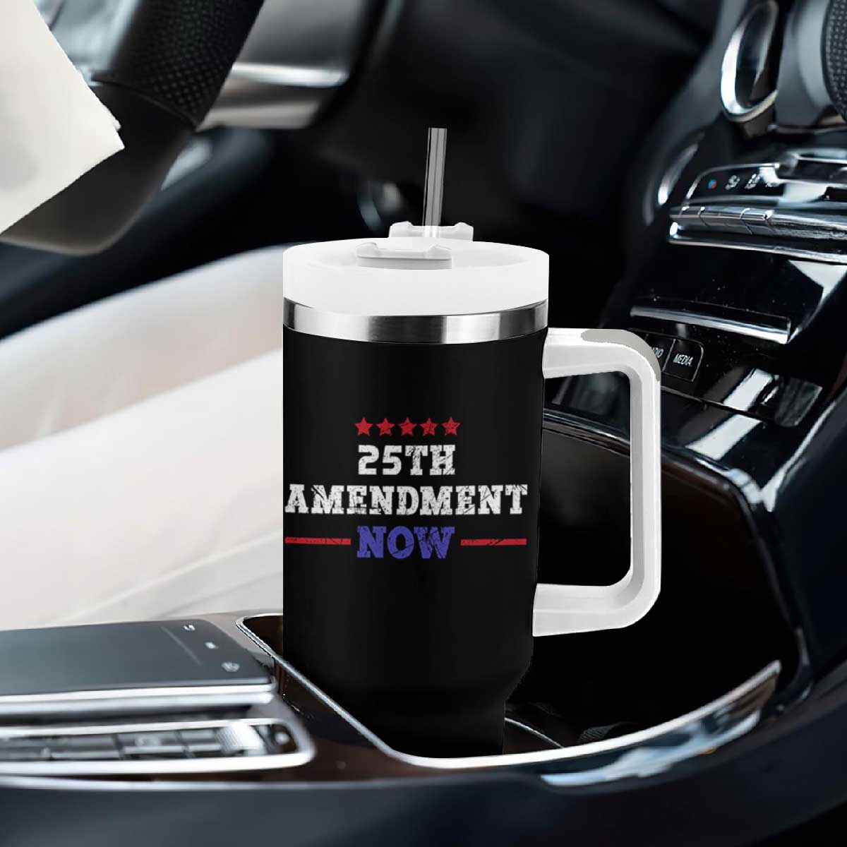 25th Amendment Now Patriotic Tumbler With Handle Red White and Blue Political Satire TS02 Print Your Wear