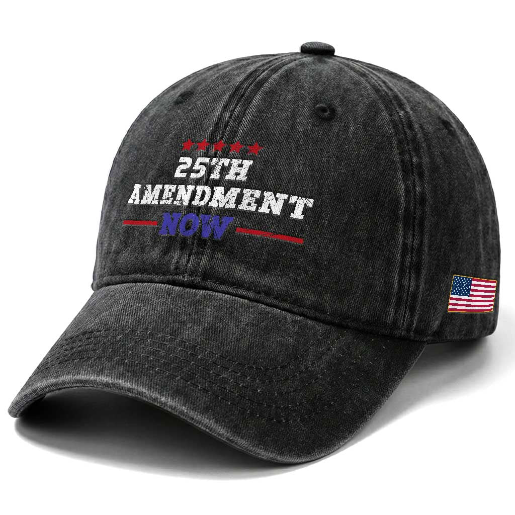 25th Amendment Now Patriotic Washed Cotton Baseball Cap Red White and Blue Political Satire TS02 Print Your Wear