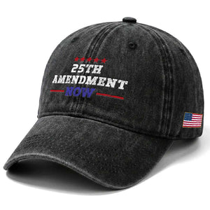 25th Amendment Now Patriotic Washed Cotton Baseball Cap Red White and Blue Political Satire TS02 Print Your Wear