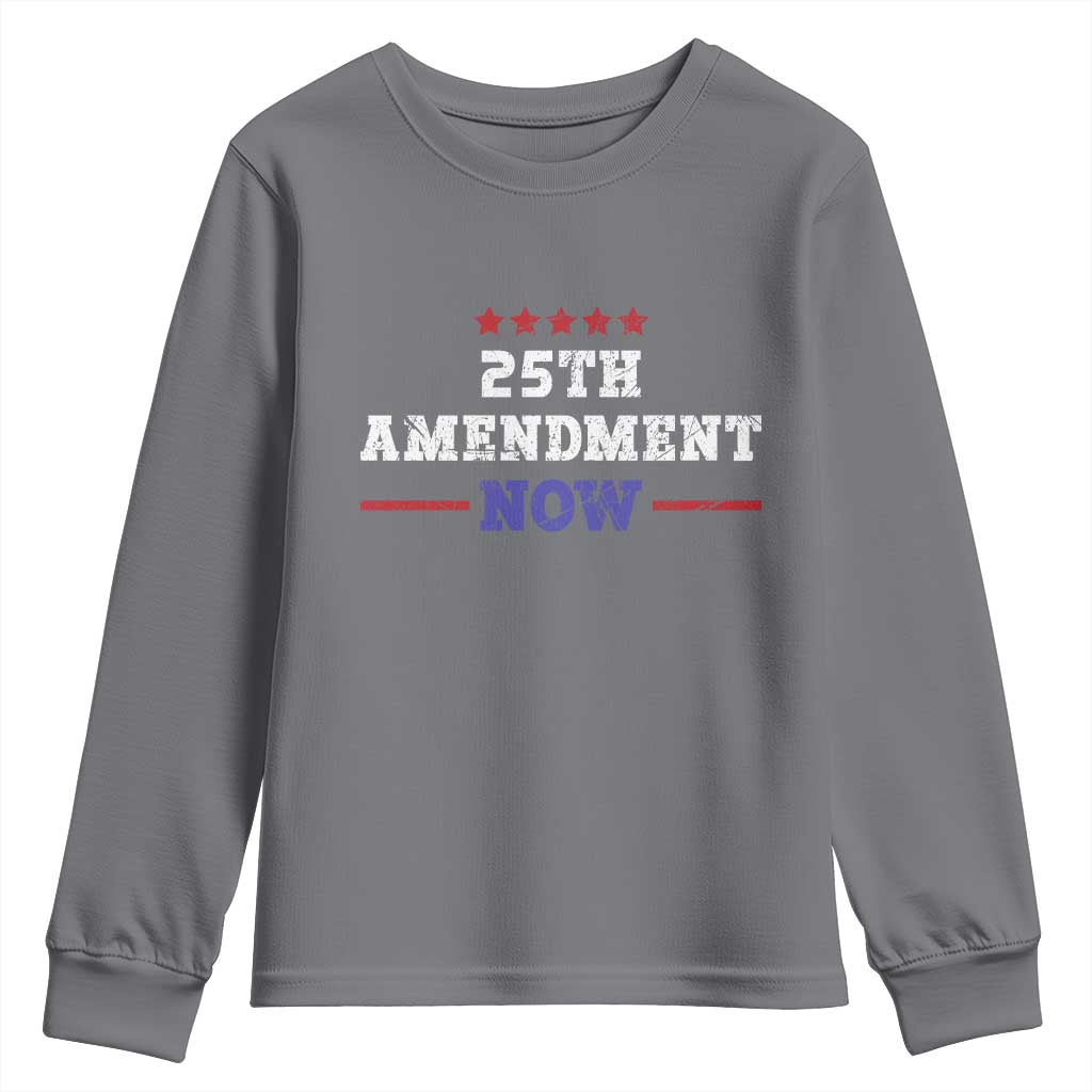25th Amendment Now Patriotic Youth Sweatshirt Red White and Blue Political Satire TS02 Charcoal Print Your Wear