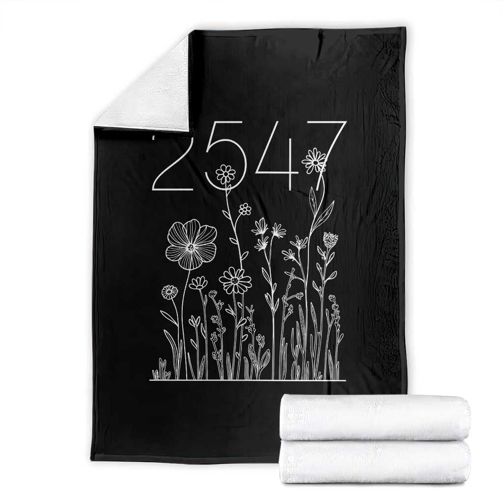 25 47 Floral Wildflower Subtle Graphic Throw Blanket Political Satire Patriotic 25th Amendment TS02 Black Print Your Wear