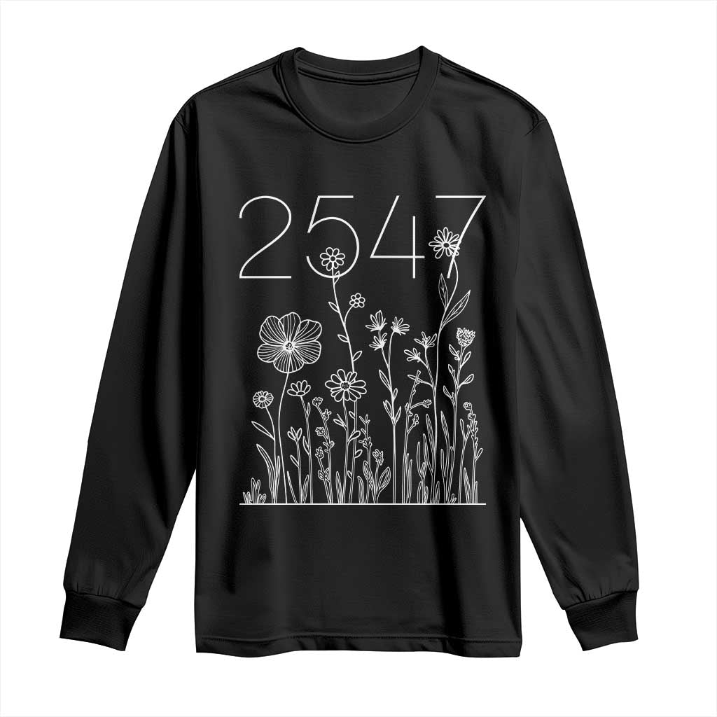 25 47 Floral Wildflower Subtle Graphic Long Sleeve Shirt Political Satire Patriotic 25th Amendment TS02 Black Print Your Wear
