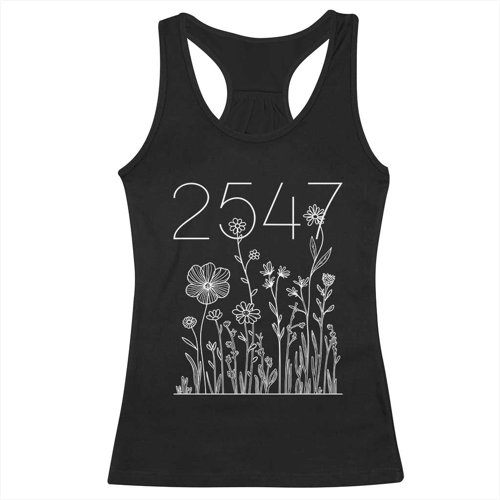 25 47 Floral Wildflower Subtle Graphic Racerback Tank Top Political Satire Patriotic 25th Amendment TS02 Black Print Your Wear