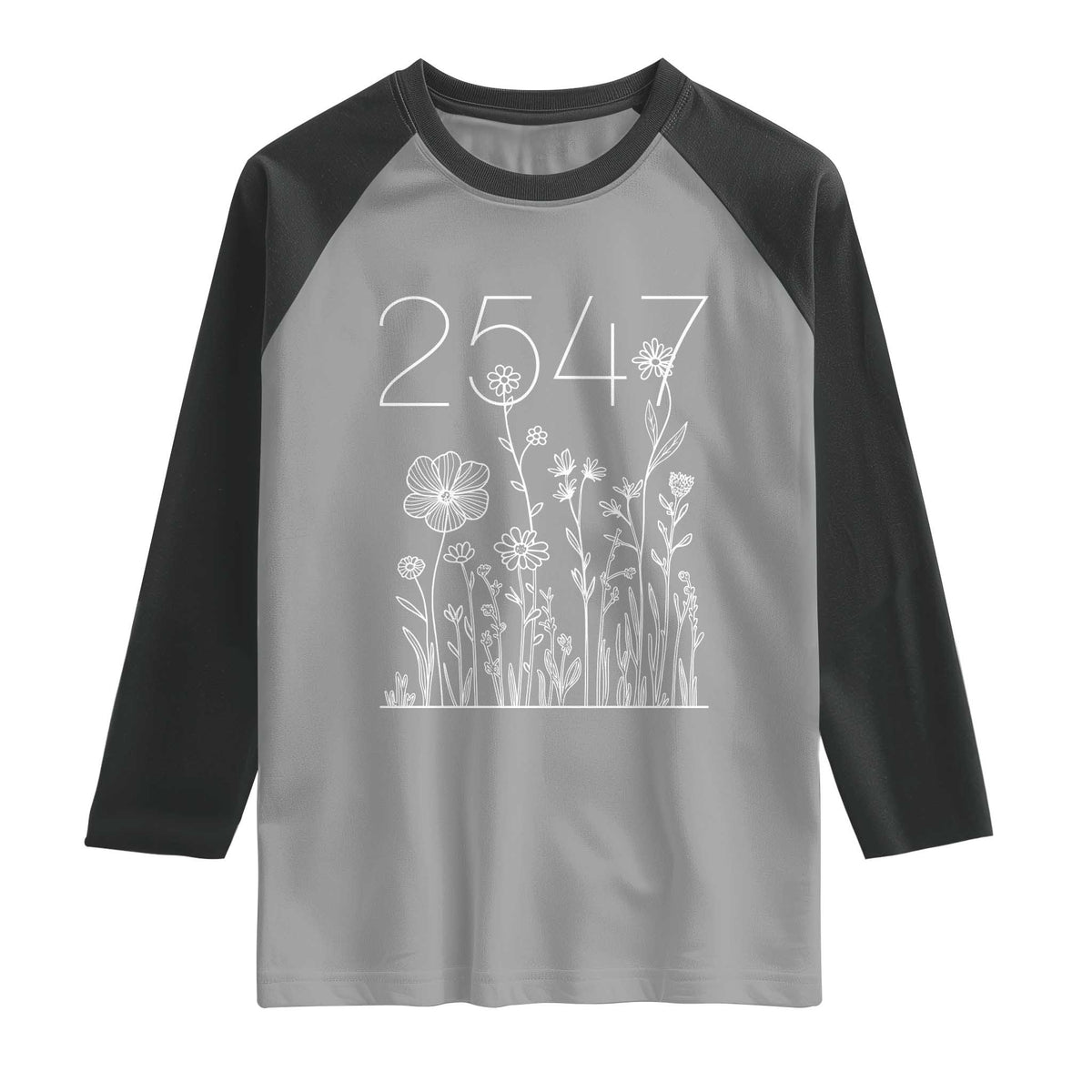 25 47 Floral Wildflower Subtle Graphic Raglan Shirt Political Satire Patriotic 25th Amendment TS02 Sport Gray Black Print Your Wear