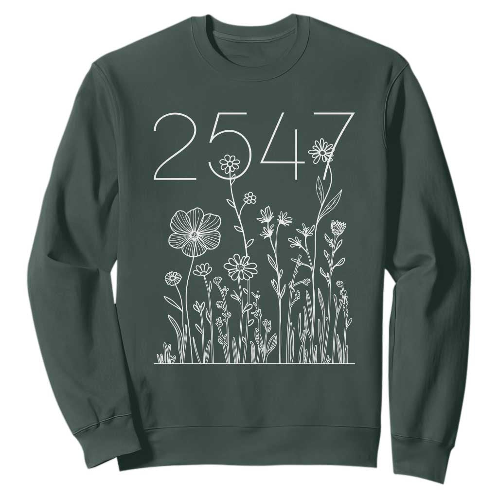 25 47 Floral Wildflower Subtle Graphic Sweatshirt Political Satire Patriotic 25th Amendment TS02 Dark Forest Green Print Your Wear