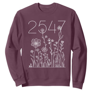 25 47 Floral Wildflower Subtle Graphic Sweatshirt Political Satire Patriotic 25th Amendment TS02 Maroon Print Your Wear