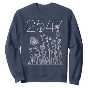 25 47 Floral Wildflower Subtle Graphic Sweatshirt Political Satire Patriotic 25th Amendment TS02 Navy Print Your Wear