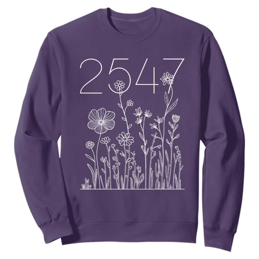 25 47 Floral Wildflower Subtle Graphic Sweatshirt Political Satire Patriotic 25th Amendment TS02 Purple Print Your Wear