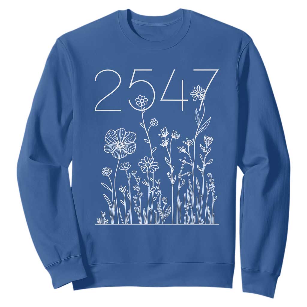 25 47 Floral Wildflower Subtle Graphic Sweatshirt Political Satire Patriotic 25th Amendment TS02 Royal Blue Print Your Wear
