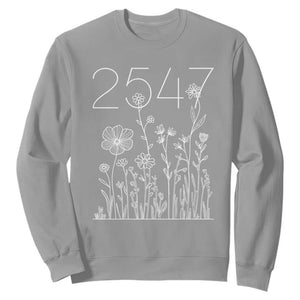 25 47 Floral Wildflower Subtle Graphic Sweatshirt Political Satire Patriotic 25th Amendment TS02 Sport Gray Print Your Wear