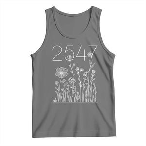 25 47 Floral Wildflower Subtle Graphic Tank Top Political Satire Patriotic 25th Amendment TS02 Black Heather Print Your Wear
