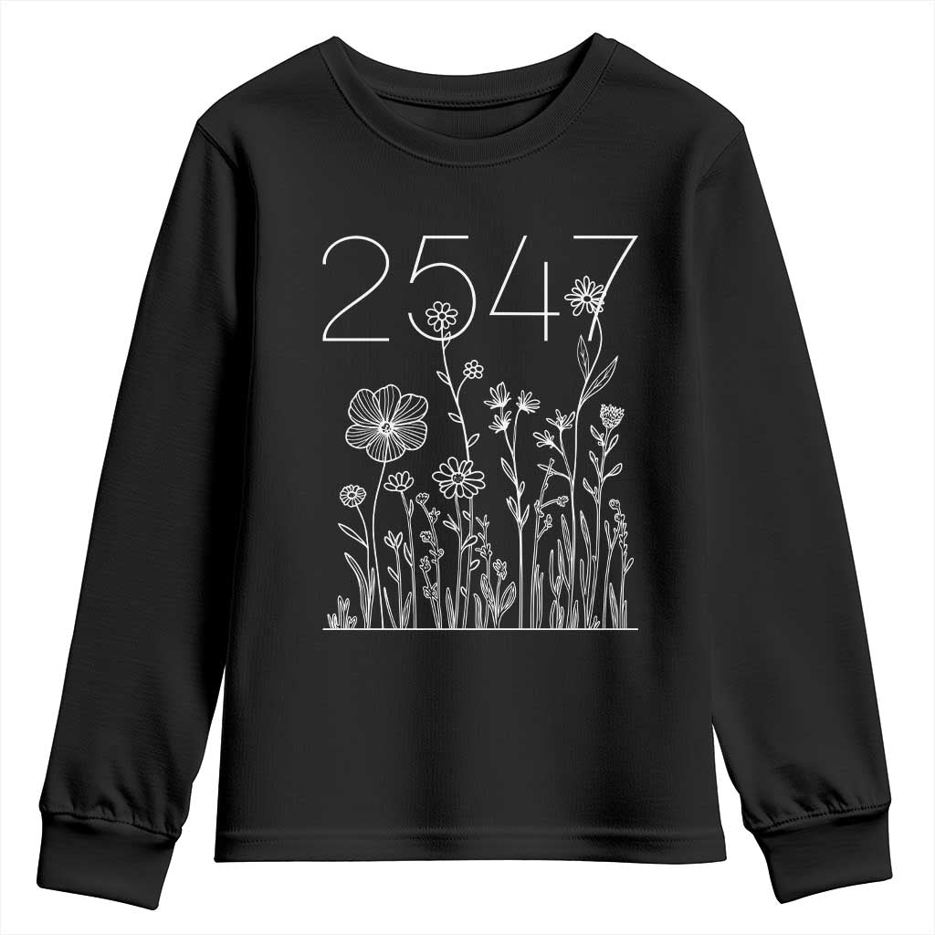 25 47 Floral Wildflower Subtle Graphic Youth Sweatshirt Political Satire Patriotic 25th Amendment TS02 Black Print Your Wear