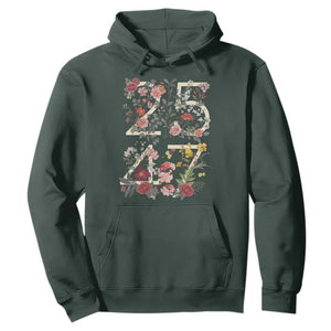 2547 Wildflower Floral Graphic Hoodie Subtle Coded 25th Amendment Political Satire Aesthetic TS02 Dark Forest Green Print Your Wear
