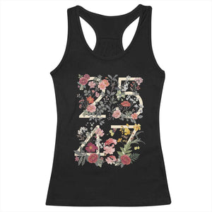 2547 Wildflower Floral Graphic Racerback Tank Top Subtle Coded 25th Amendment Political Satire Aesthetic TS02 Black Print Your Wear