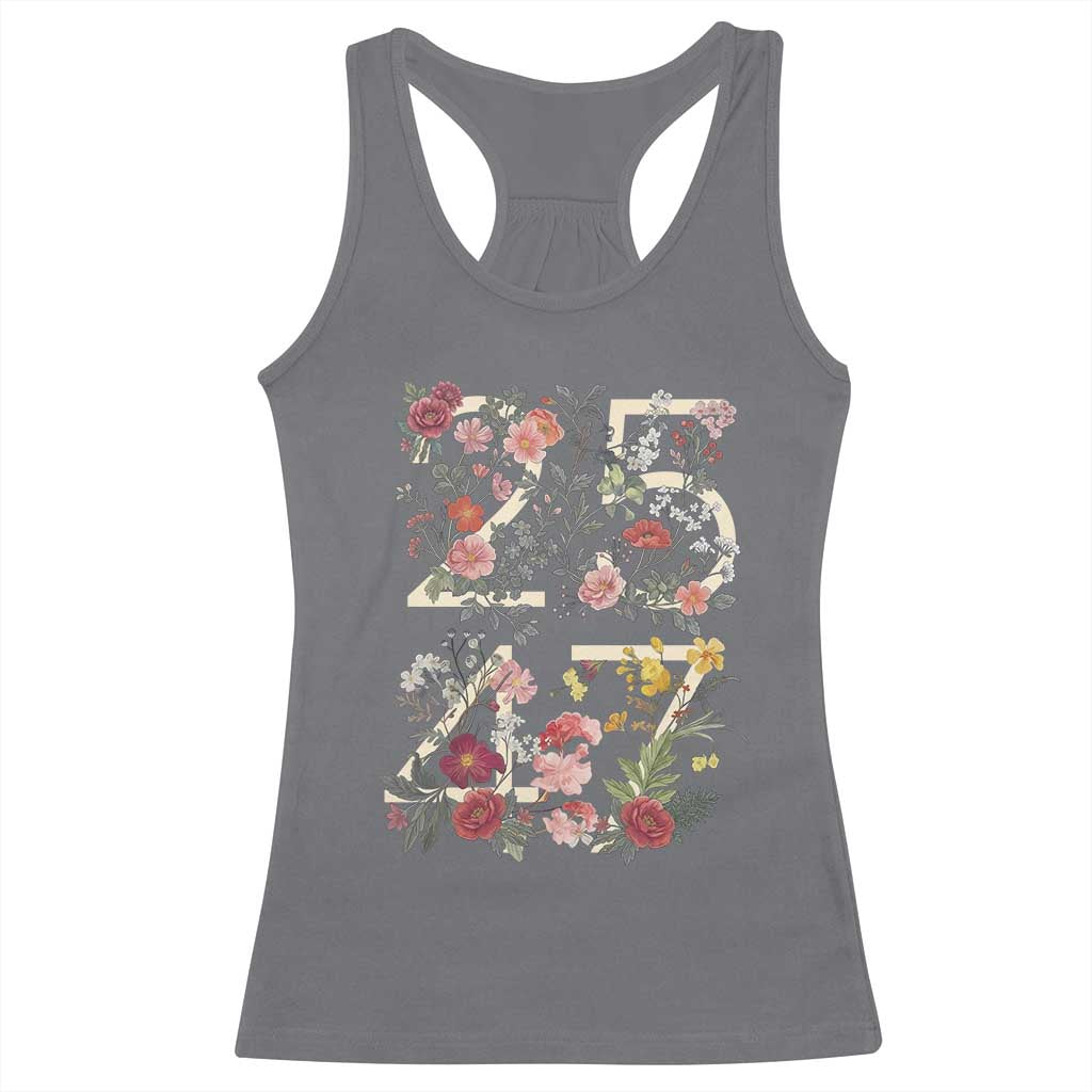 2547 Wildflower Floral Graphic Racerback Tank Top Subtle Coded 25th Amendment Political Satire Aesthetic TS02 Charcoal Print Your Wear