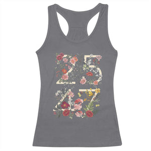 2547 Wildflower Floral Graphic Racerback Tank Top Subtle Coded 25th Amendment Political Satire Aesthetic TS02 Charcoal Print Your Wear