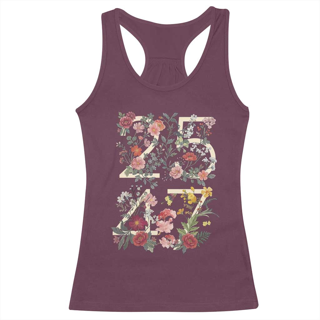 2547 Wildflower Floral Graphic Racerback Tank Top Subtle Coded 25th Amendment Political Satire Aesthetic TS02 Maroon Print Your Wear
