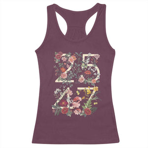 2547 Wildflower Floral Graphic Racerback Tank Top Subtle Coded 25th Amendment Political Satire Aesthetic TS02 Maroon Print Your Wear
