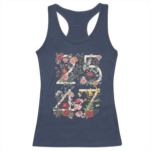 2547 Wildflower Floral Graphic Racerback Tank Top Subtle Coded 25th Amendment Political Satire Aesthetic TS02 Navy Print Your Wear