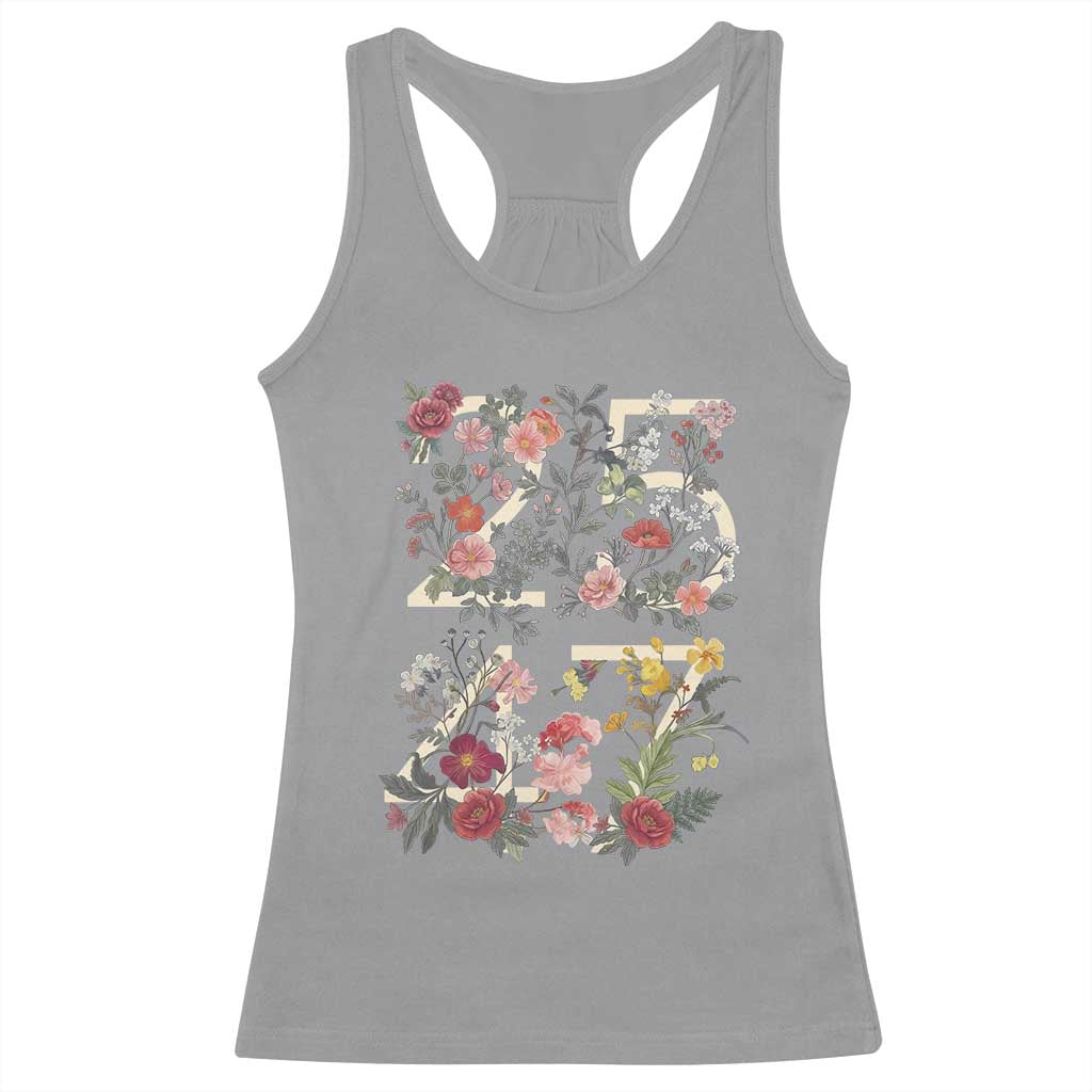2547 Wildflower Floral Graphic Racerback Tank Top Subtle Coded 25th Amendment Political Satire Aesthetic TS02 Sport Gray Print Your Wear