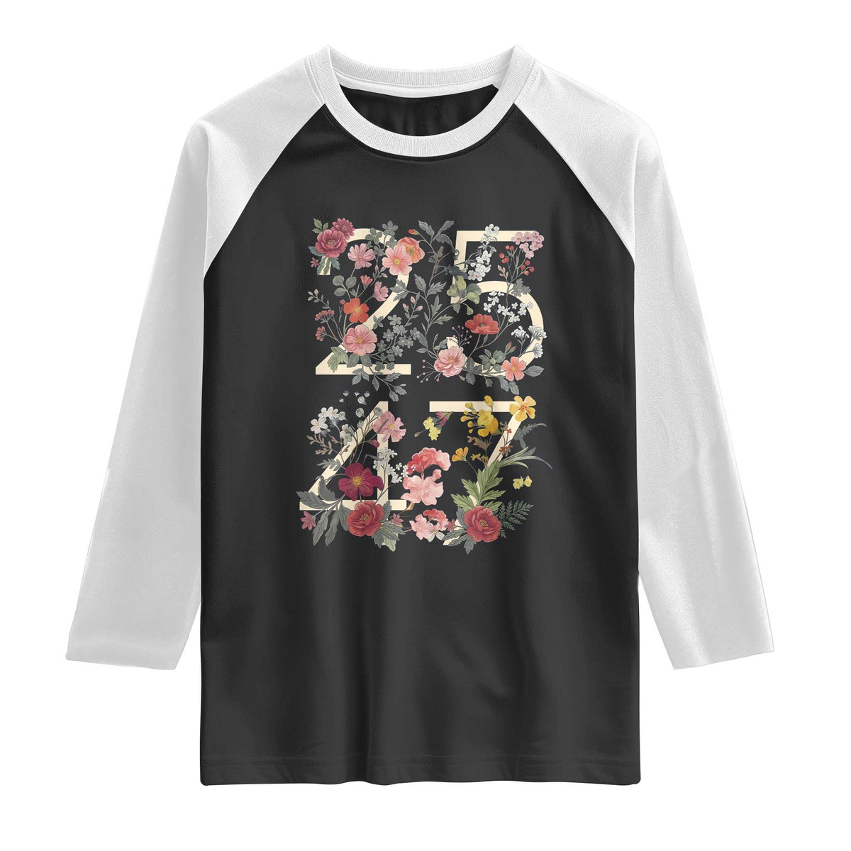2547 Wildflower Floral Graphic Raglan Shirt Subtle Coded 25th Amendment Political Satire Aesthetic TS02 Black White Print Your Wear