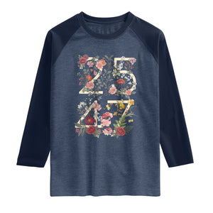 2547 Wildflower Floral Graphic Raglan Shirt Subtle Coded 25th Amendment Political Satire Aesthetic TS02 Heather Denim Navy Print Your Wear