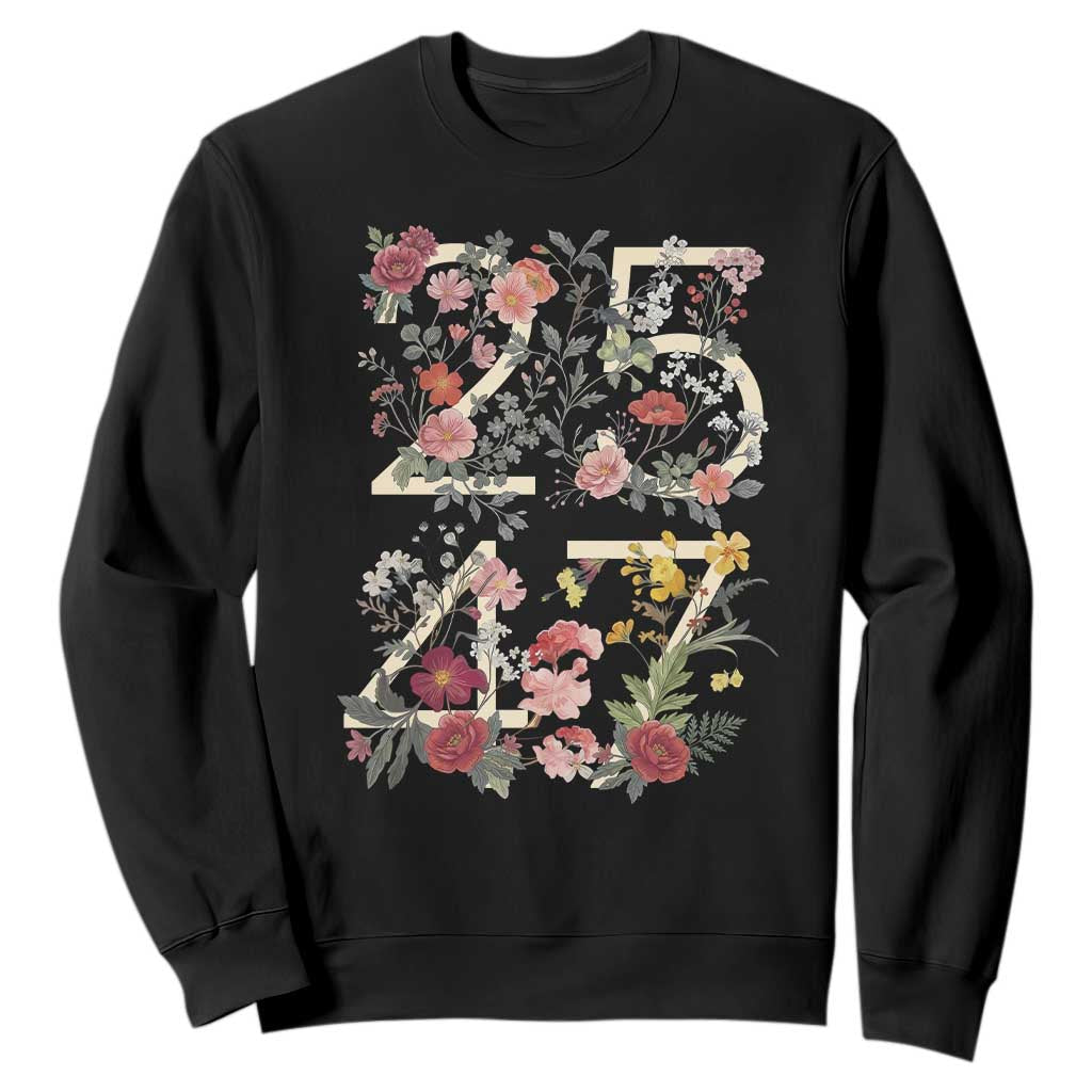2547 Wildflower Floral Graphic Sweatshirt Subtle Coded 25th Amendment Political Satire Aesthetic TS02 Black Print Your Wear
