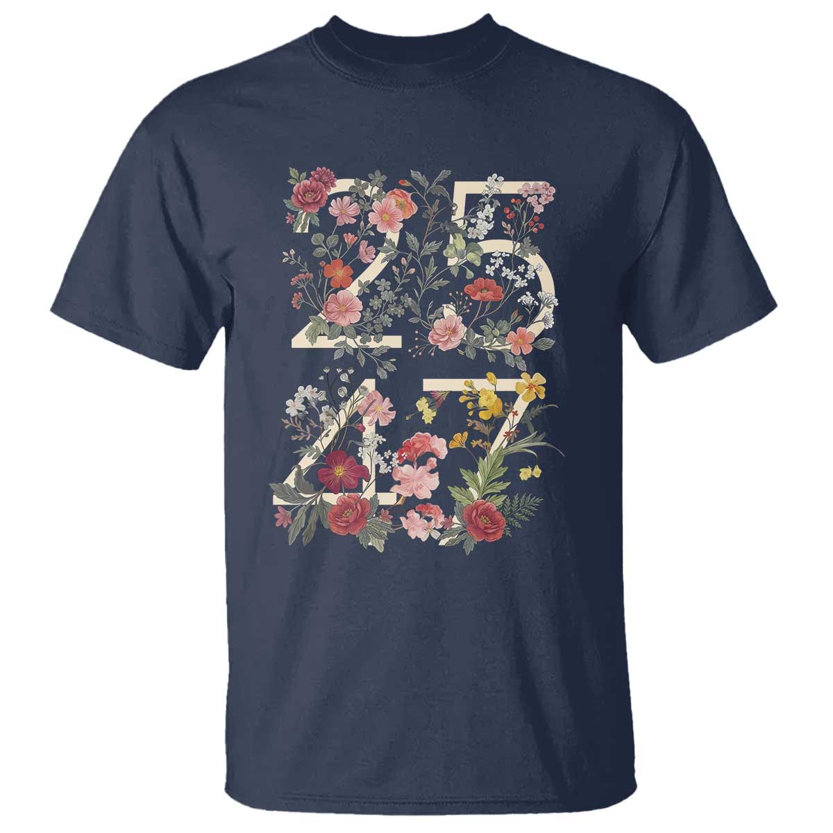 2547 Wildflower Floral Graphic T Shirt Subtle Coded 25th Amendment Political Satire Aesthetic TS02 Navy Print Your Wear