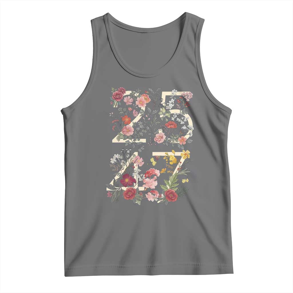 2547 Wildflower Floral Graphic Tank Top Subtle Coded 25th Amendment Political Satire Aesthetic TS02 Black Heather Print Your Wear