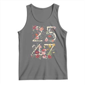 2547 Wildflower Floral Graphic Tank Top Subtle Coded 25th Amendment Political Satire Aesthetic TS02 Black Heather Print Your Wear