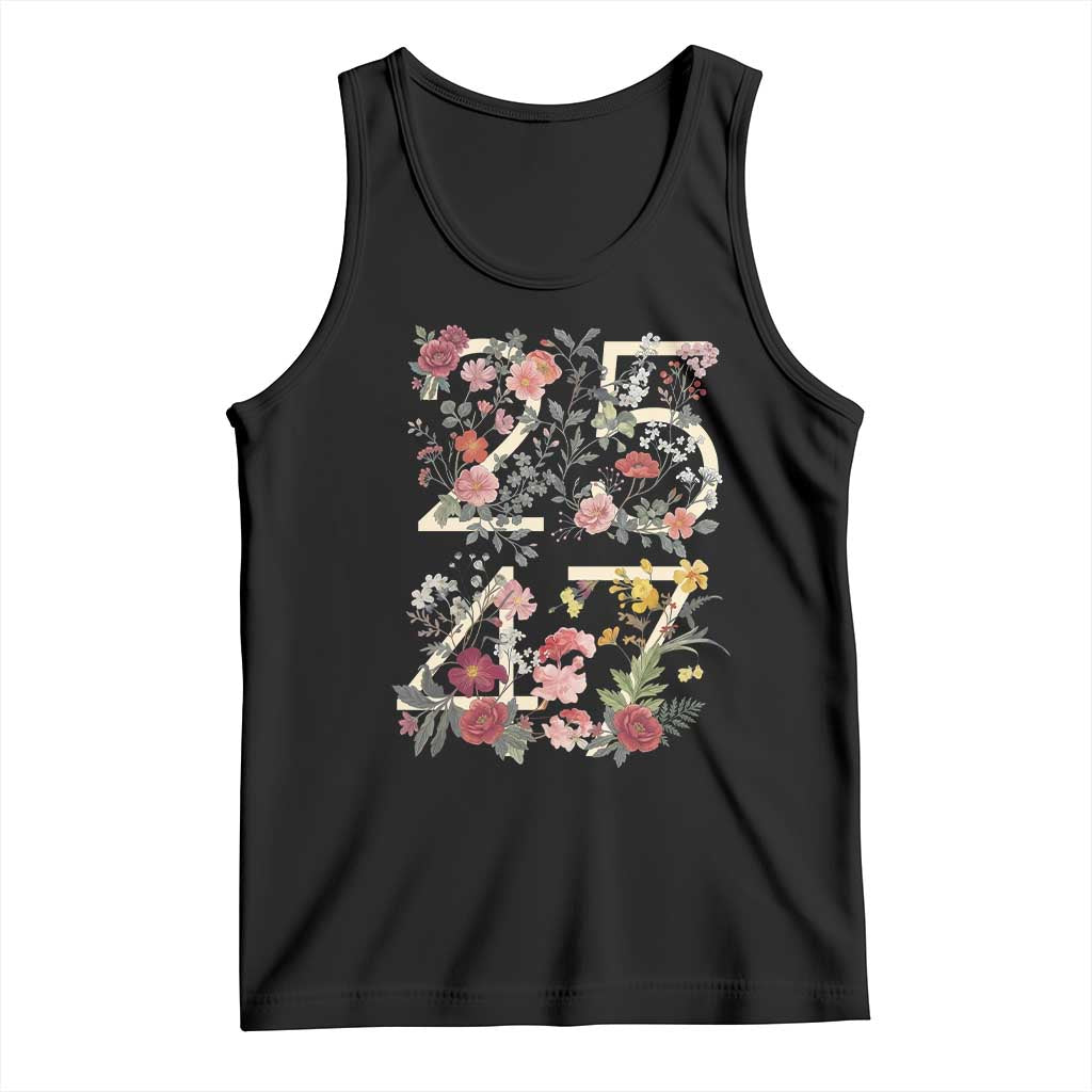 2547 Wildflower Floral Graphic Tank Top Subtle Coded 25th Amendment Political Satire Aesthetic TS02 Black Print Your Wear