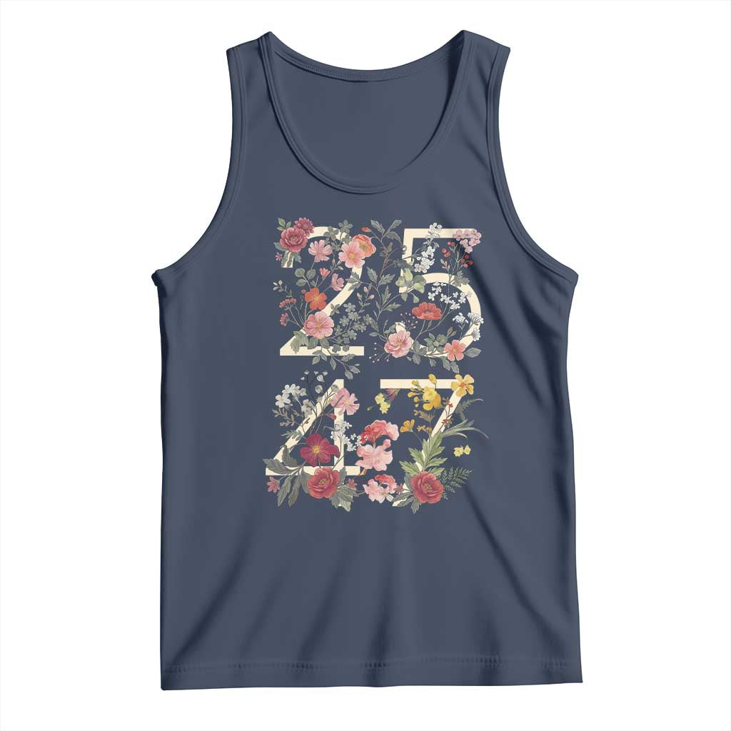 2547 Wildflower Floral Graphic Tank Top Subtle Coded 25th Amendment Political Satire Aesthetic TS02 Navy Print Your Wear